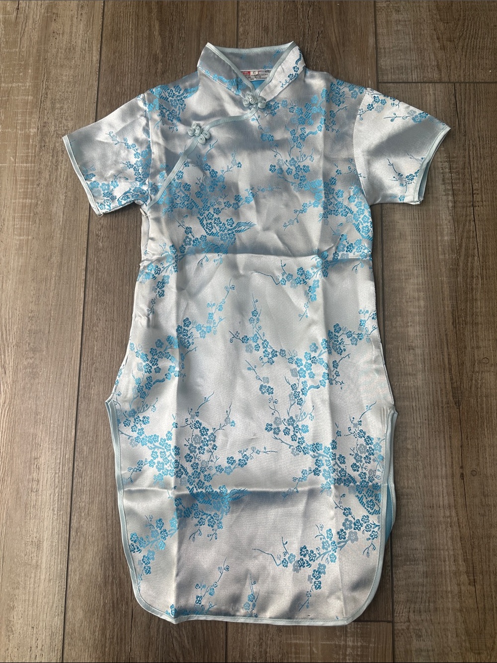 Little girl Silk-Style Blue Floral Cheongsam qipao Dress